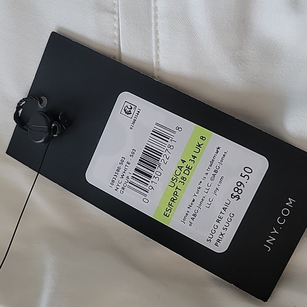 SALE Jones New York White Zip Pocket Pants Cotton Blend Preppy Nautical 4 NWT - Picture 7 of 7